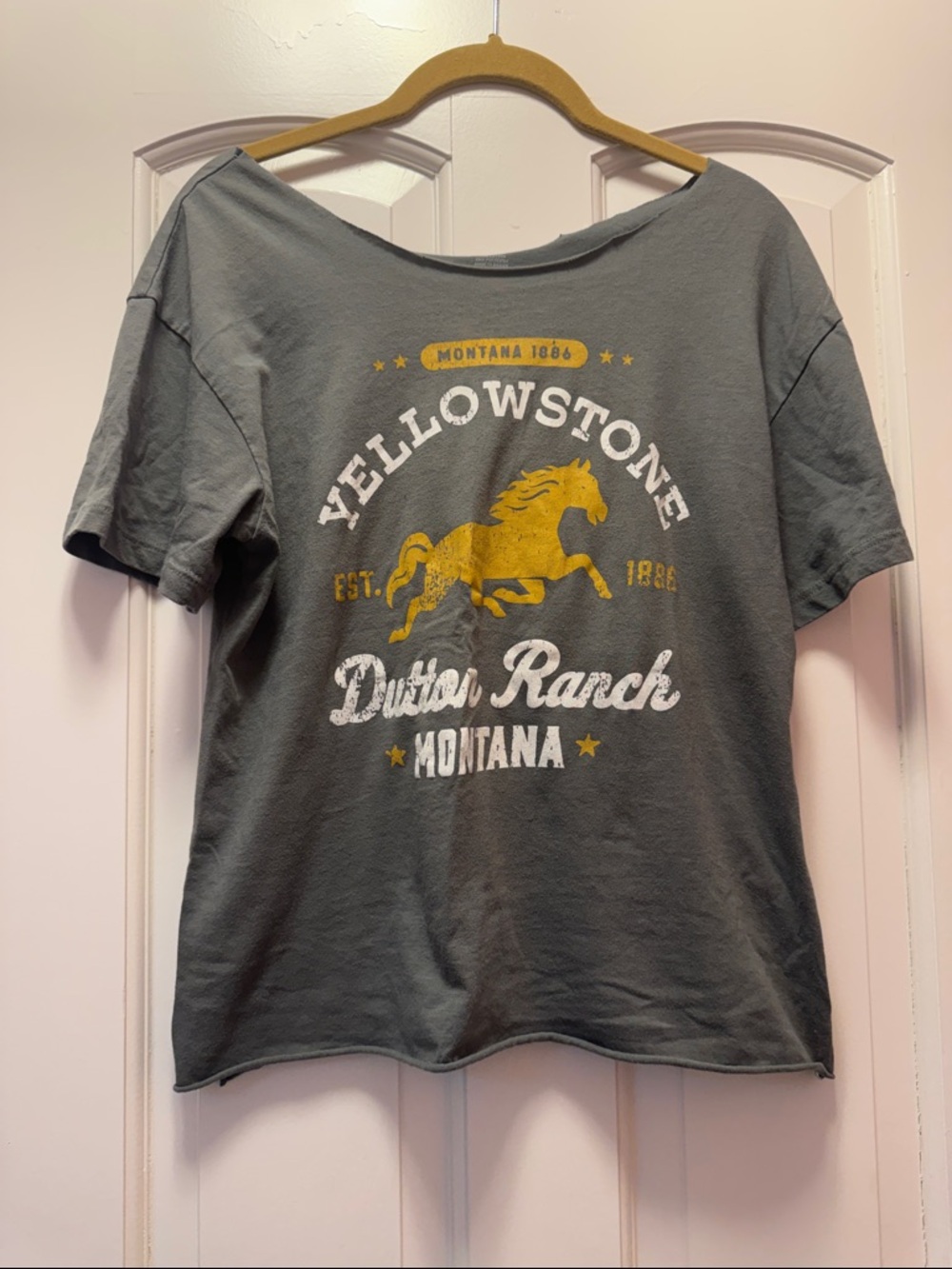 Yellowstone Dutton Ranch Graphic Tee in Charcoal with Yellow Print
